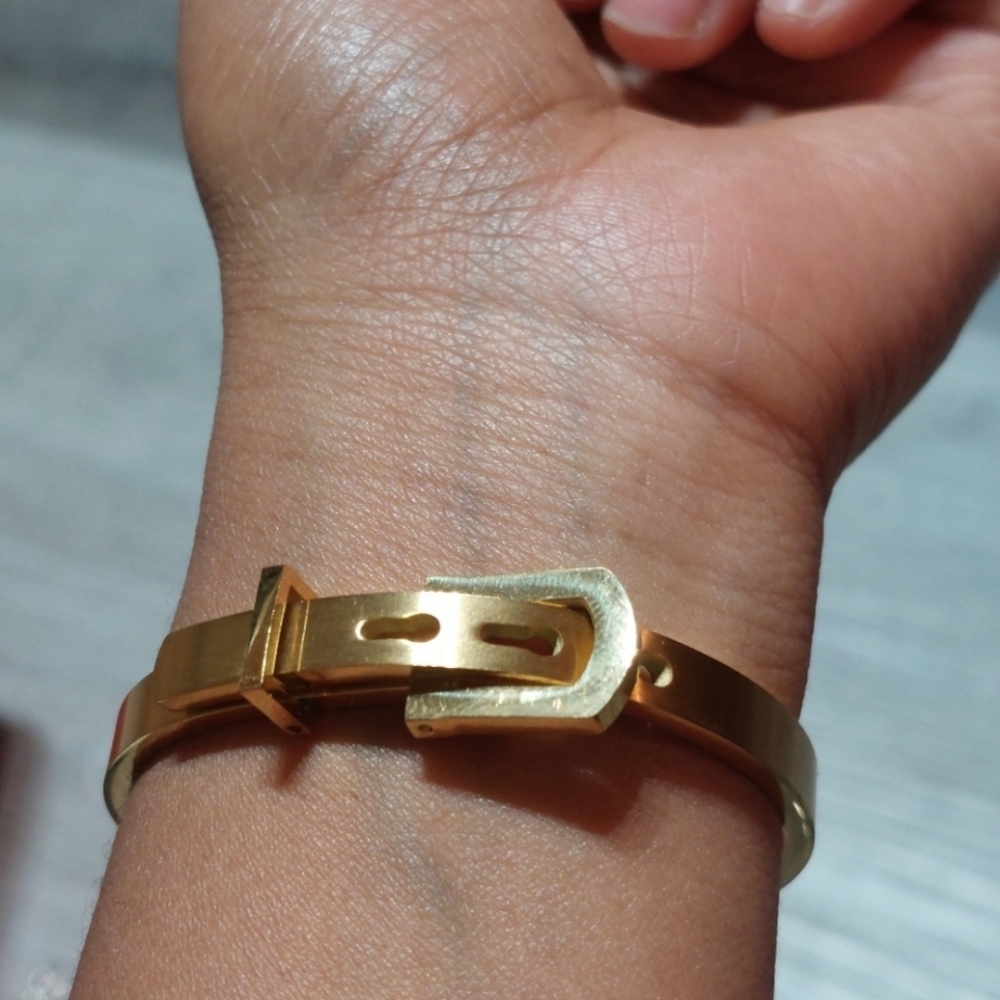High Polished Stainless Steel Adjustable Belt Buckle Bracelets